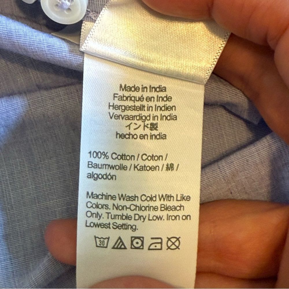 J. Crew Chambray Blue Relaxed-Fit Collarless End-On-End Cotton Tunic Shirt 4 - Picture 8 of 10